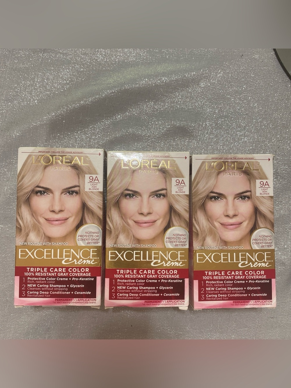 L'Oreal Excellence Creme 9A Light Ash Blonde Hair Color (3 Pack)